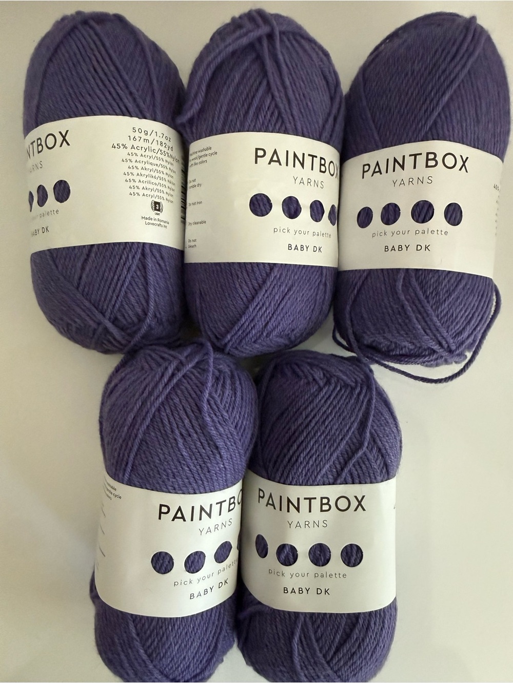 Paintbox Baby DK Acrylic/Nylon Blend Yarn - Soft Purple (5 Skeins)